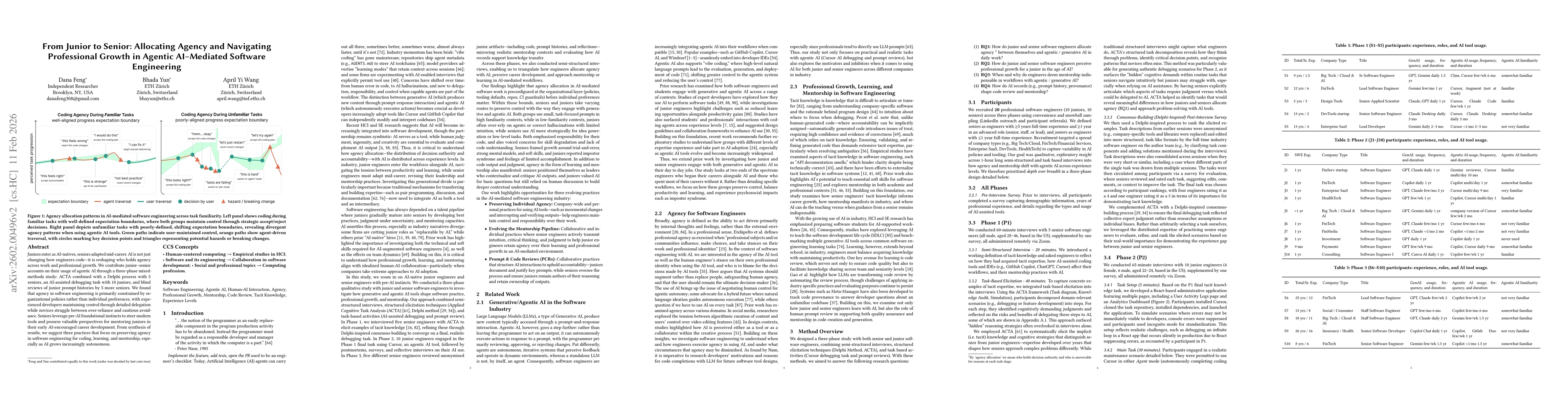 Thumbnail for From Junior to Senior: Allocating Agency and Navigating Professional Growth in Agentic AI-Mediated Software Engineering