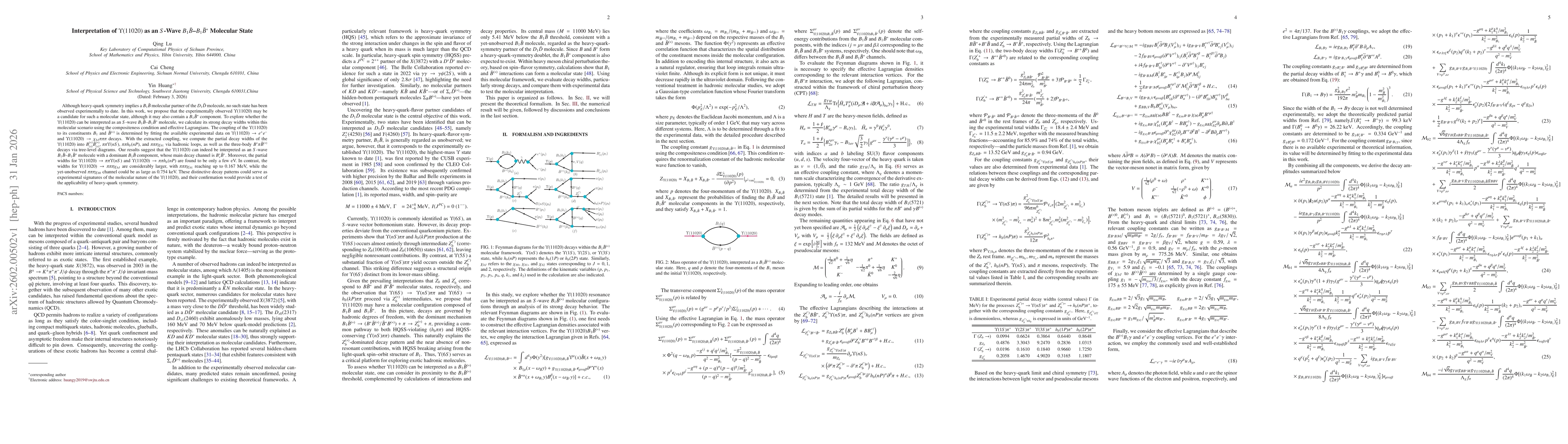 Thumbnail for Interpretation of $Υ(11020)$ as an $S$-Wave $B_1\bar{B}$--$B_1\bar{B}^*$ Molecular State