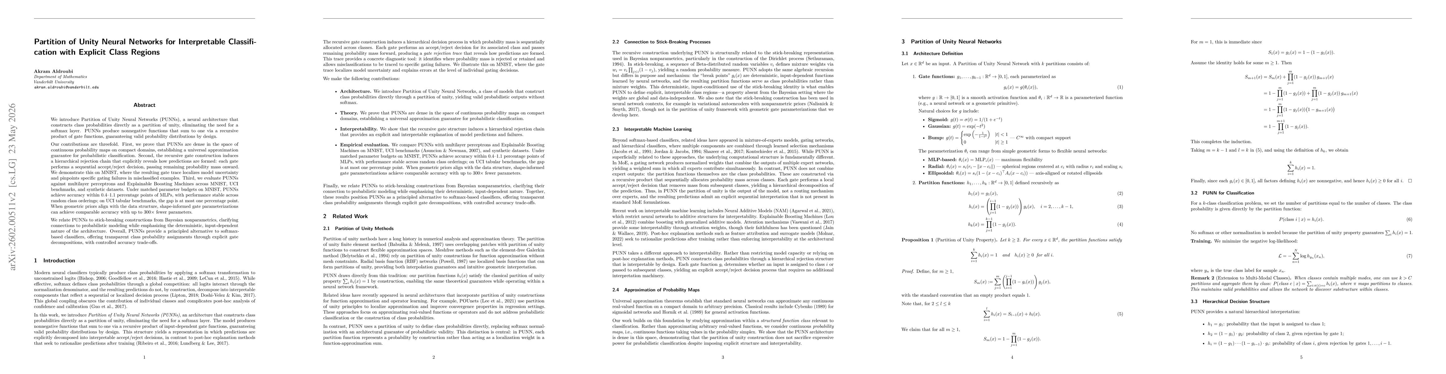 Thumbnail for Partition of Unity Neural Networks for Interpretable Classification with Explicit Class Regions