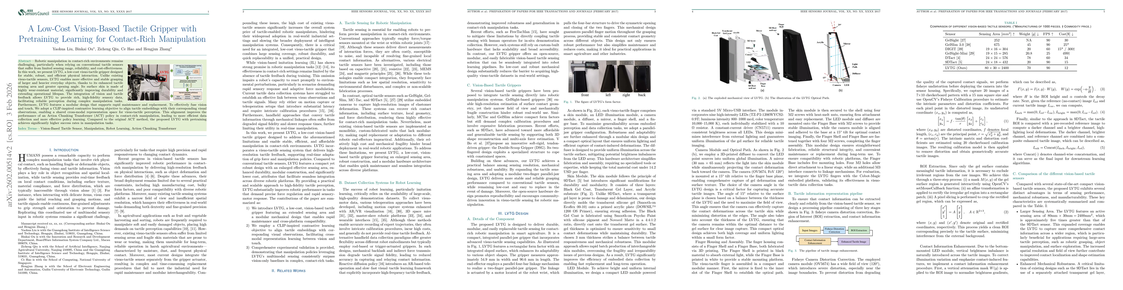 Thumbnail for A Low-Cost Vision-Based Tactile Gripper with Pretraining Learning for Contact-Rich Manipulation