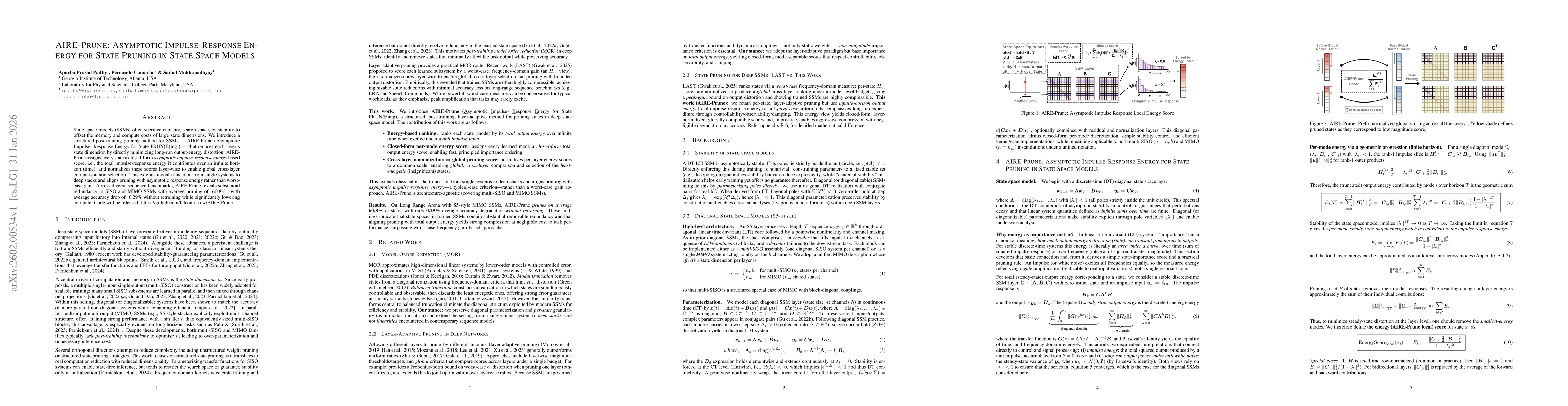 Thumbnail for AIRE-Prune: Asymptotic Impulse-Response Energy for State Pruning in State Space Models