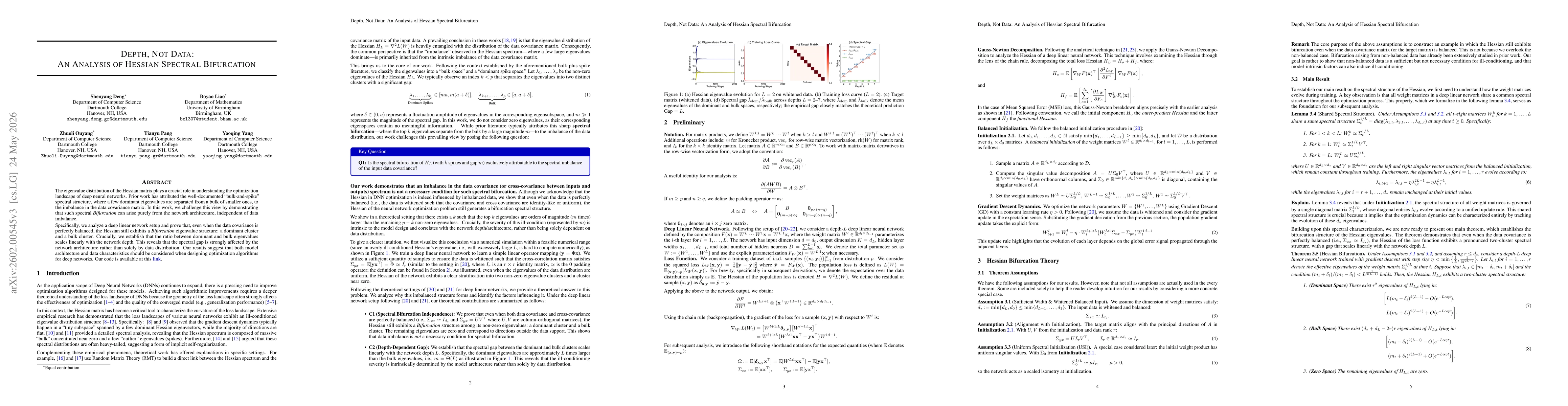 Thumbnail for Depth, Not Data: An Analysis of Hessian Spectral Bifurcation