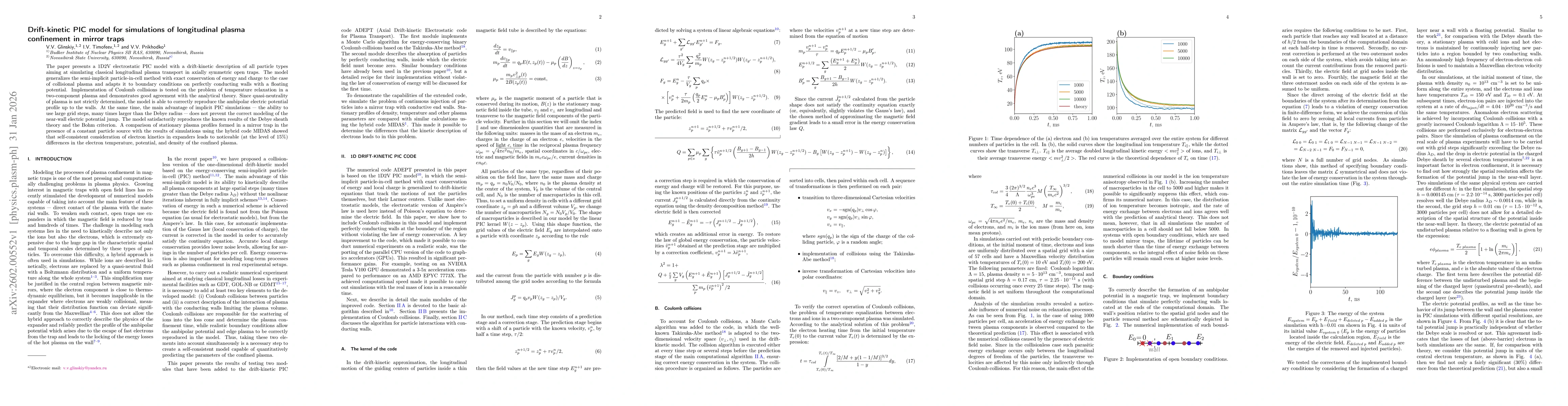 Thumbnail for Drift-kinetic PIC model for simulations of longitudinal plasma confinement in mirror traps