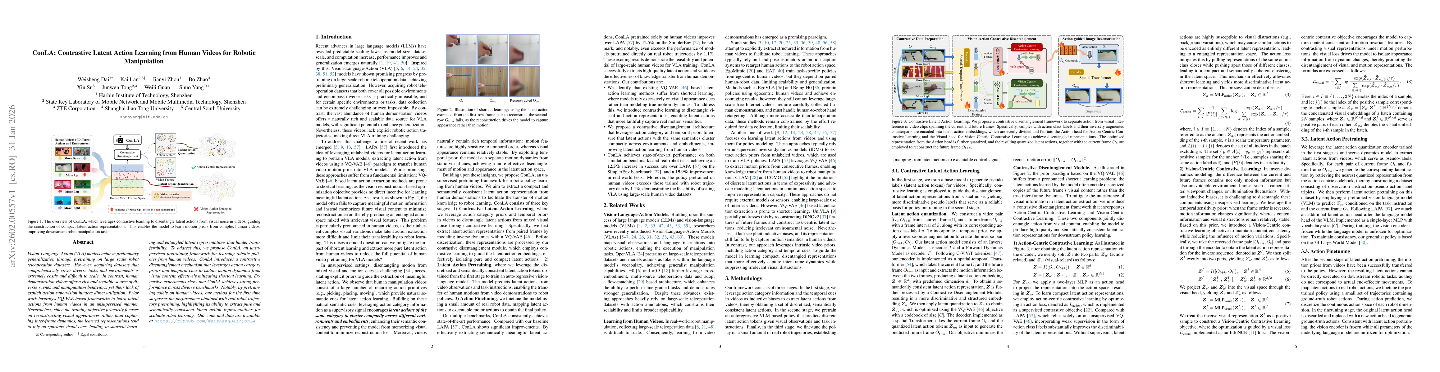 Thumbnail for ConLA: Contrastive Latent Action Learning from Human Videos for Robotic Manipulation