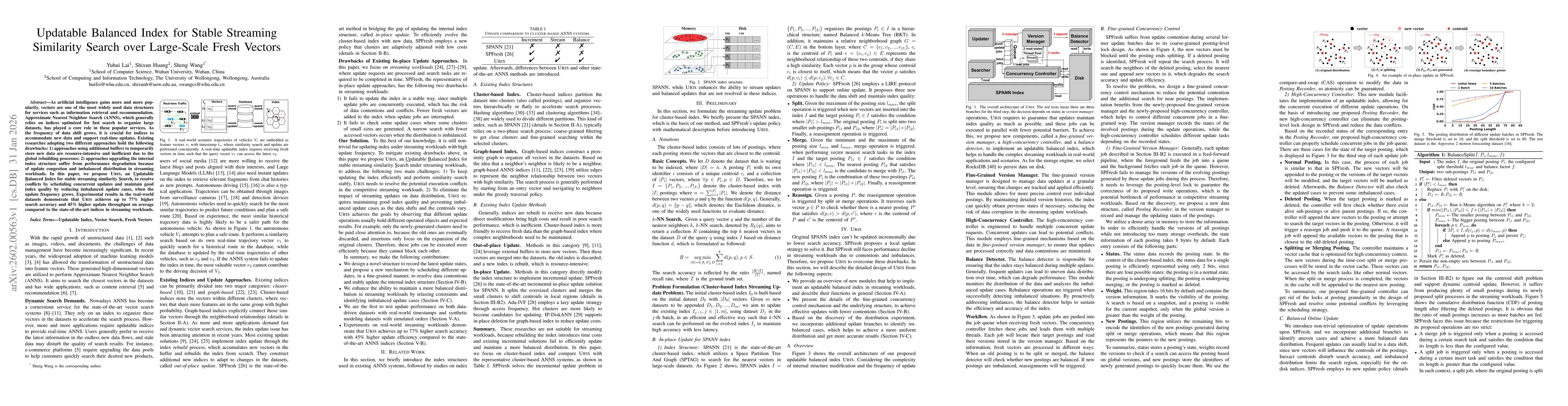 Thumbnail for Updatable Balanced Index for Stable Streaming Similarity Search over Large-Scale Fresh Vectors