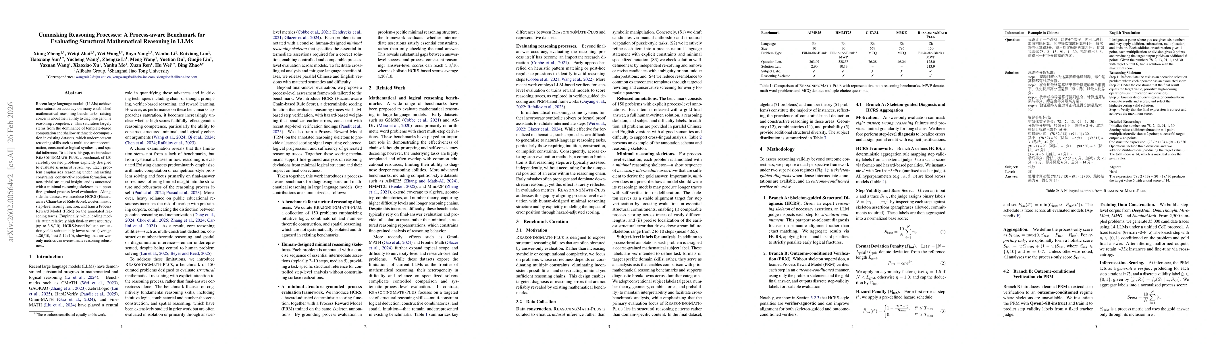 Thumbnail for Unmasking Reasoning Processes: A Process-aware Benchmark for Evaluating Structural Mathematical Reasoning in LLMs