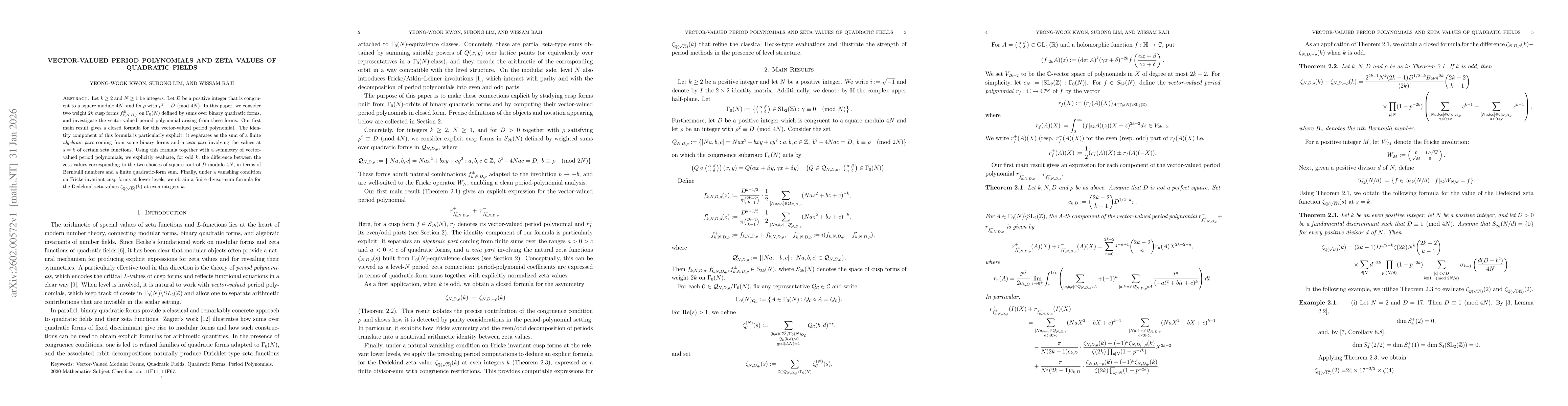 Thumbnail for Vector-Valued Period Polynomials and Zeta Values of Quadratic Fields