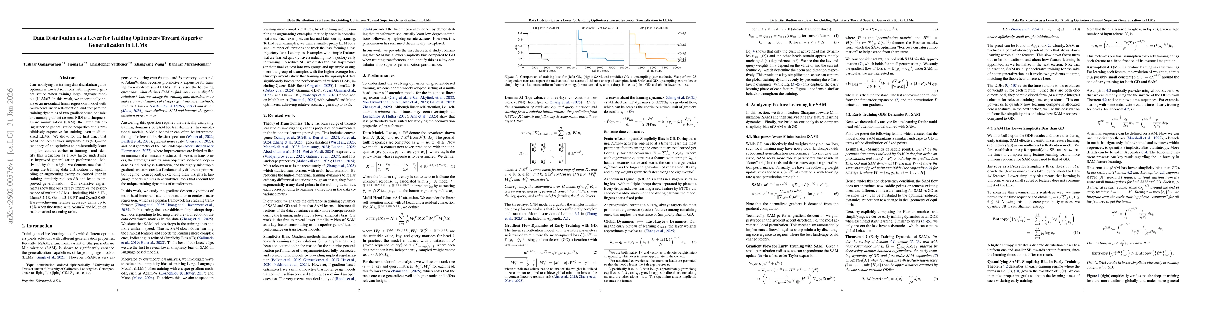 Thumbnail for Data Distribution as a Lever for Guiding Optimizers Toward Superior Generalization in LLMs