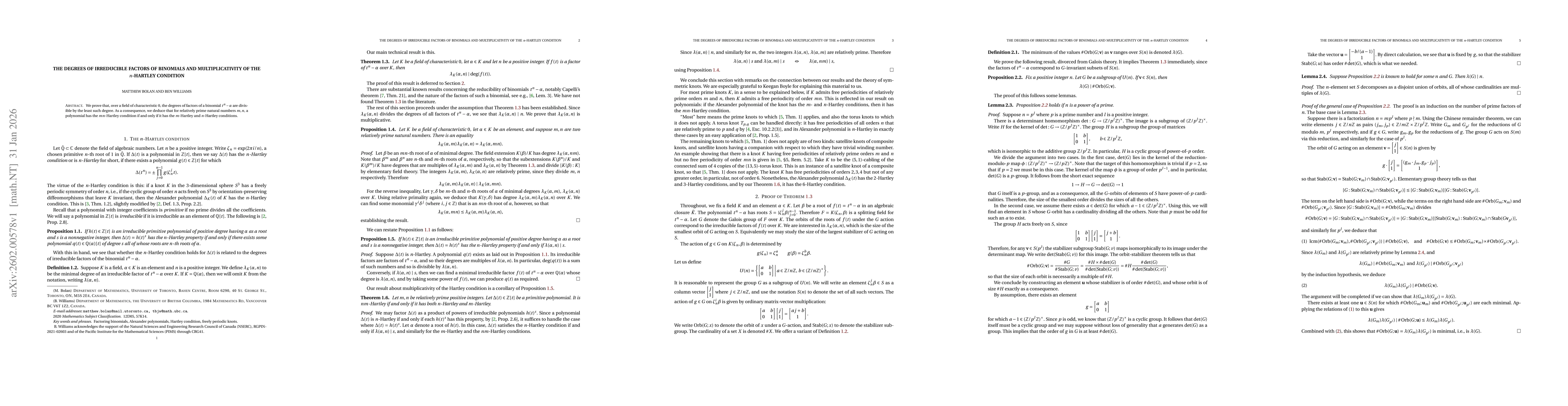 Thumbnail for The degrees of irreducible factors of binomials and multiplicativity of the n-Hartley condition