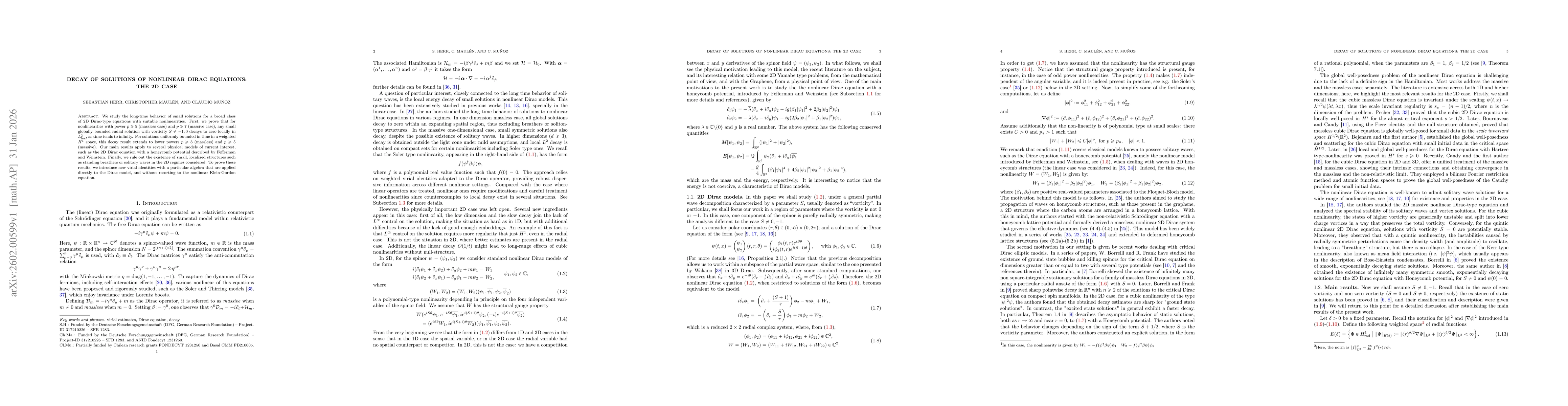 Thumbnail for Decay of solutions of nonlinear Dirac equations: the 2D case