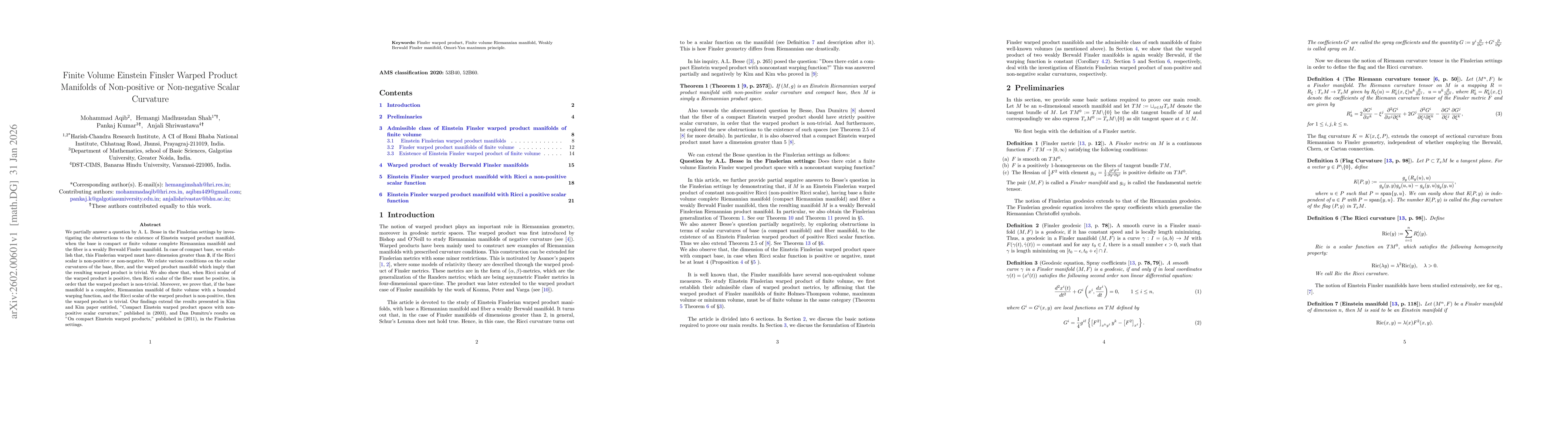 Thumbnail for Finite Volume Einstein Finsler Warped Product Manifolds of Non-positive or Non-negative Scalar Curvature