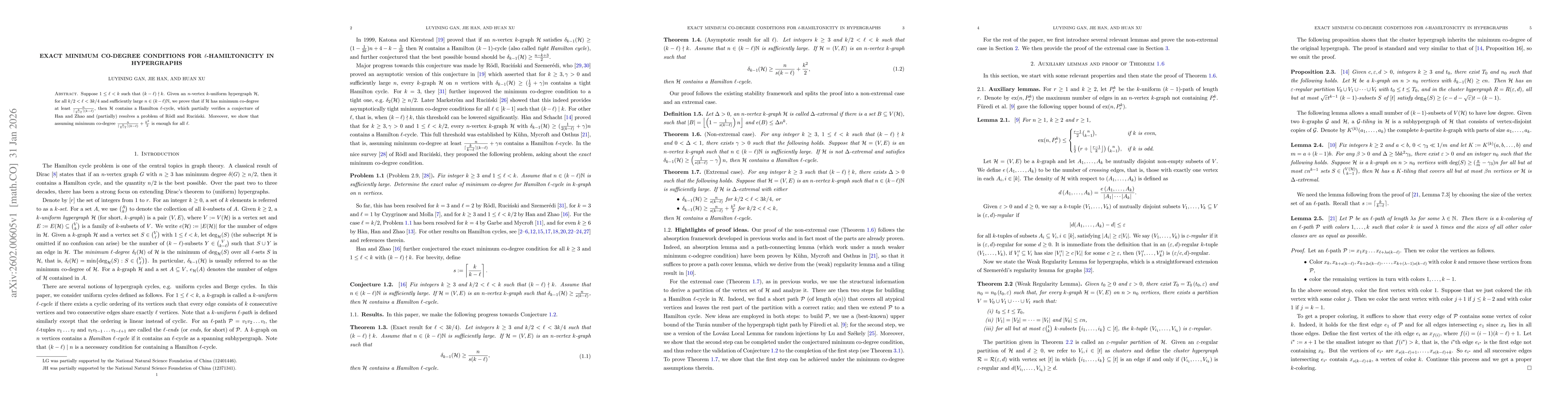 Thumbnail for Exact minimum co-degree conditions for $\ell$-Hamiltonicity in hypergraphs