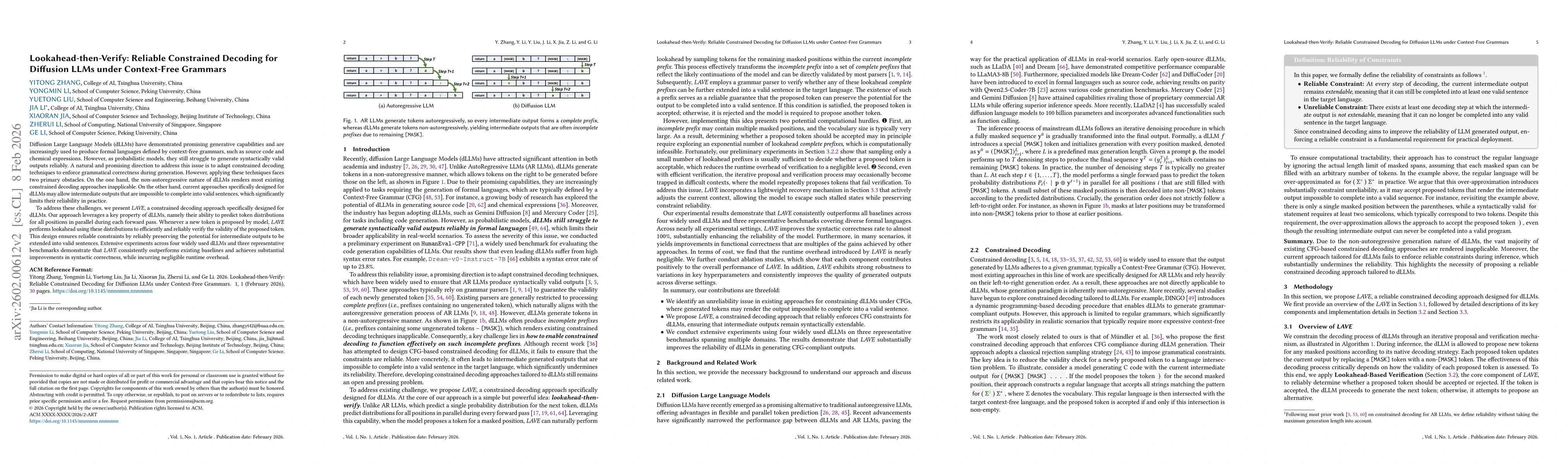 Thumbnail for Lookahead-then-Verify: Reliable Constrained Decoding for Diffusion LLMs under Context-Free Grammars