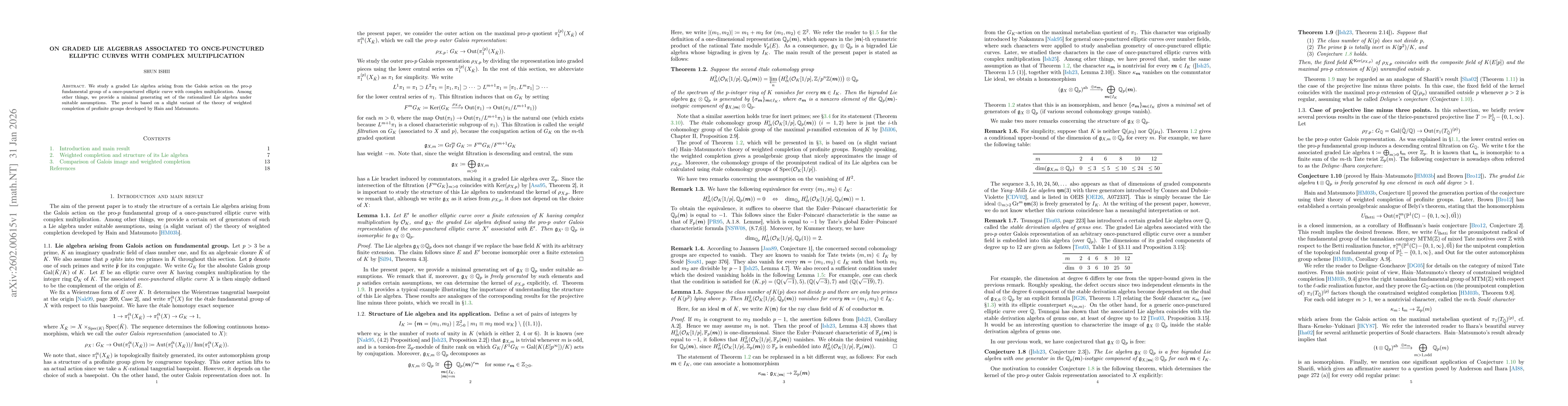 Thumbnail for On graded Lie algebras associated to once-punctured elliptic curves with complex multiplication