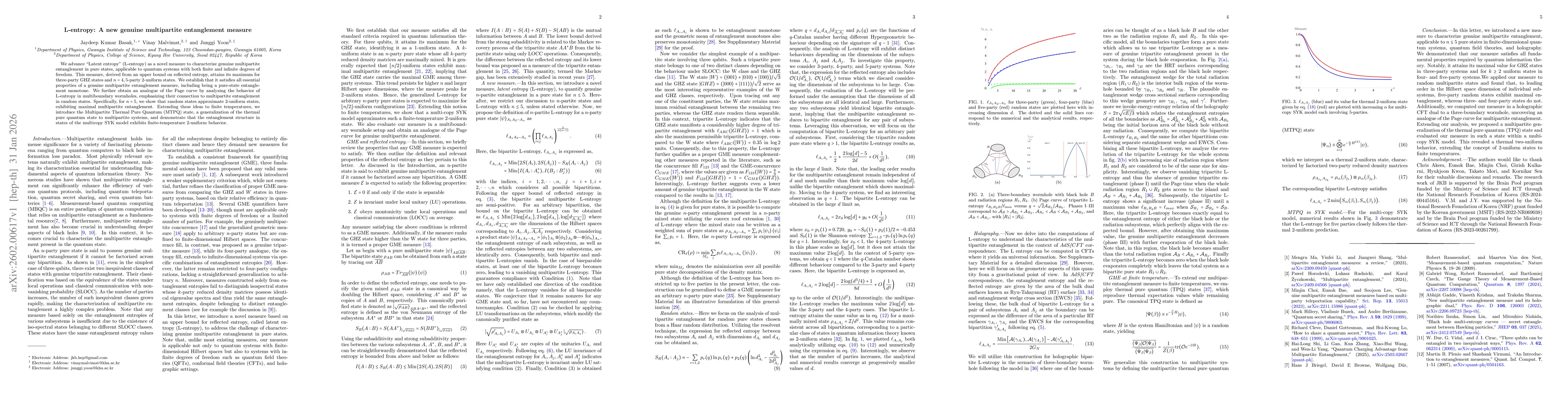 Thumbnail for L-entropy: A new genuine multipartite entanglement measure
