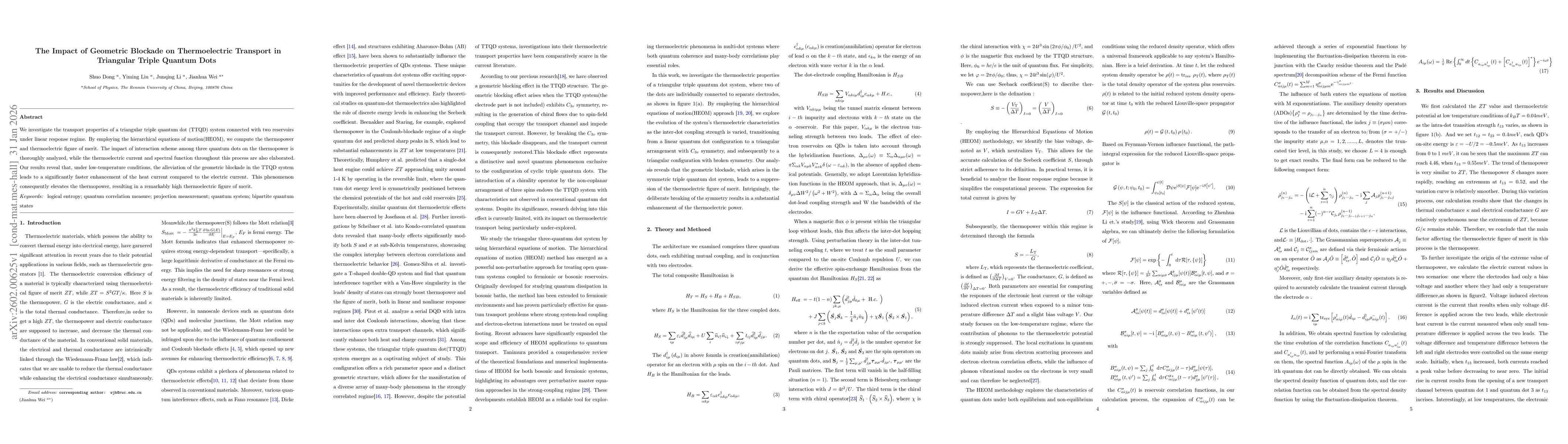 Thumbnail for The Impact of Geometric Blockade on Thermoelectric Transport in Triangular Triple Quantum Dots