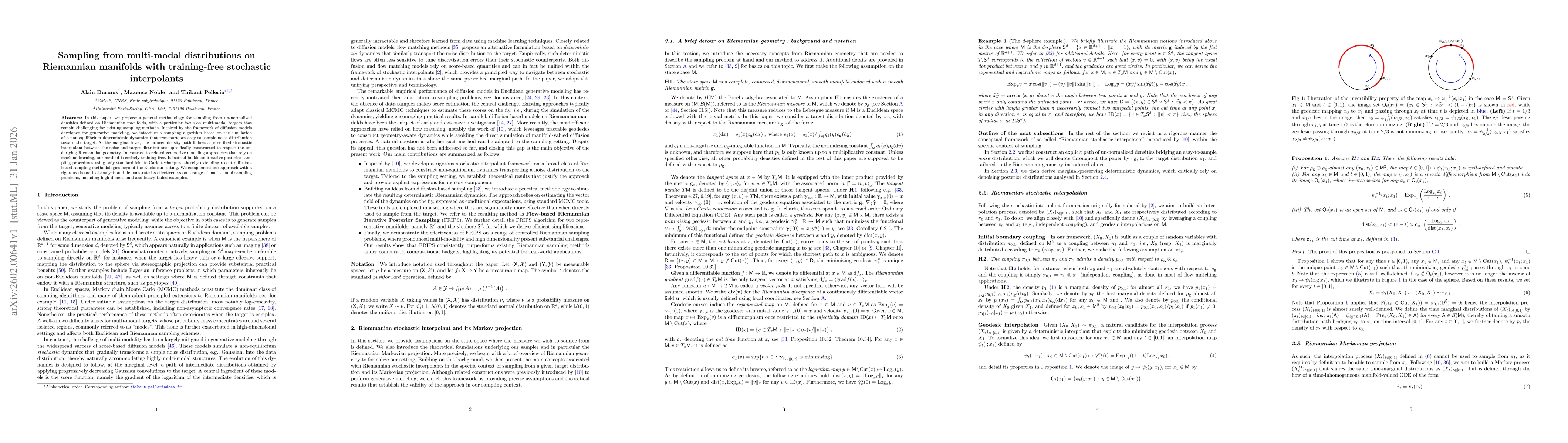 Thumbnail for Sampling from multi-modal distributions on Riemannian manifolds with training-free stochastic interpolants