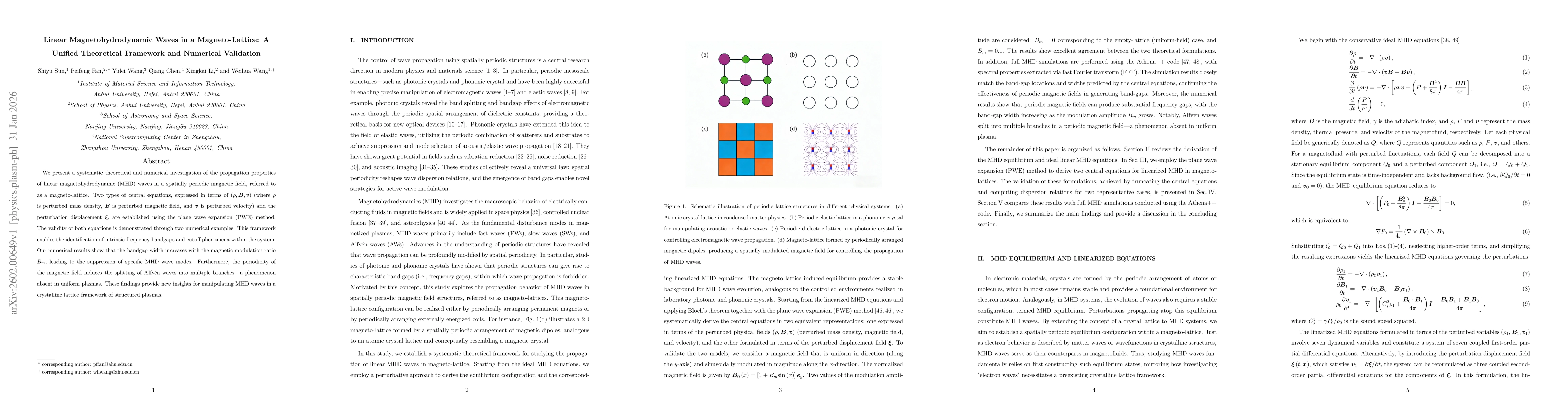 Thumbnail for Linear Magnetohydrodynamic Waves in a Magneto-Lattice: A Unified Theoretical Framework and Numerical Validation