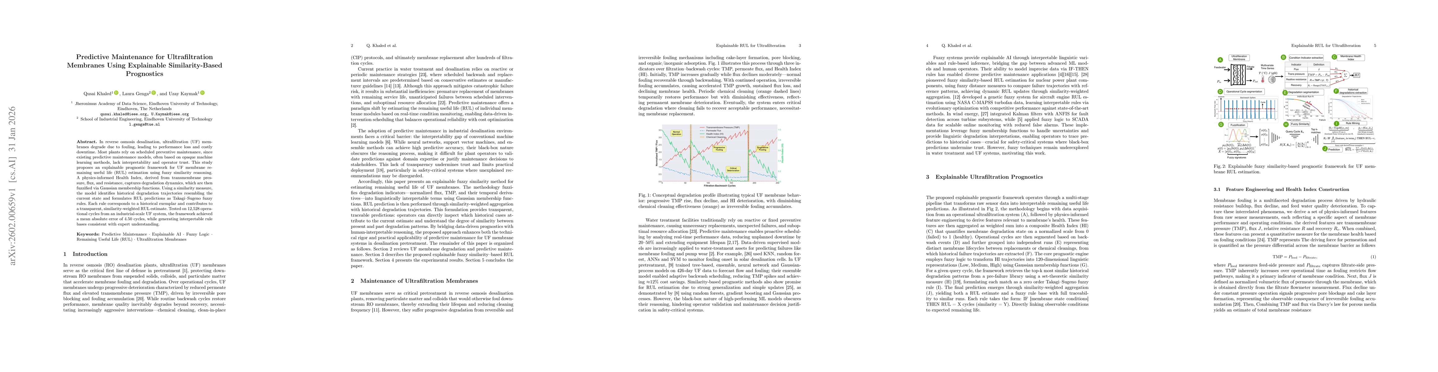 Thumbnail for Predictive Maintenance for Ultrafiltration Membranes Using Explainable Similarity-Based Prognostics
