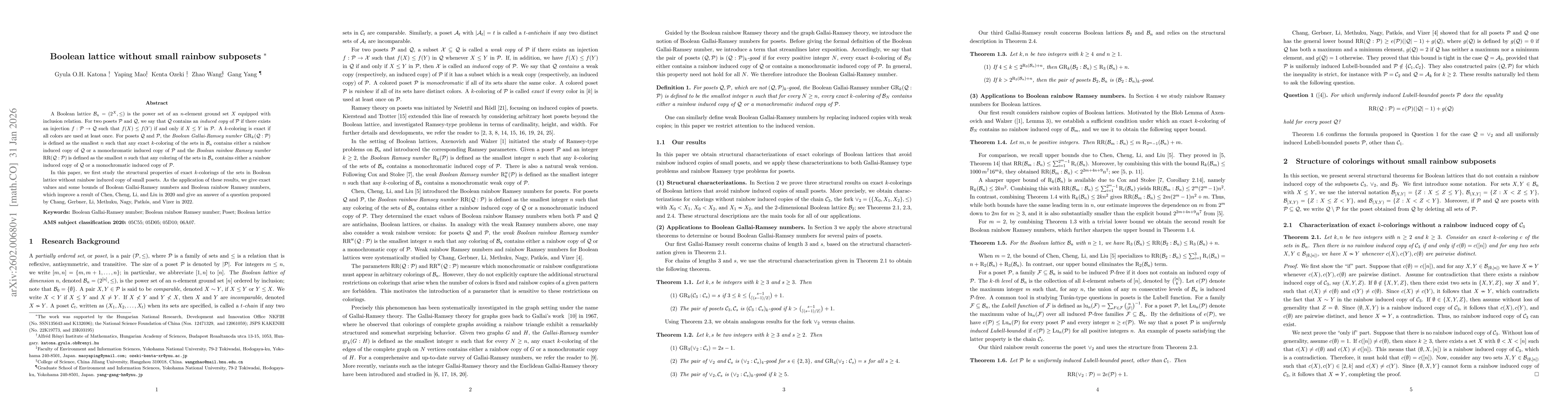 Thumbnail for Boolean lattice without small rainbow subposets