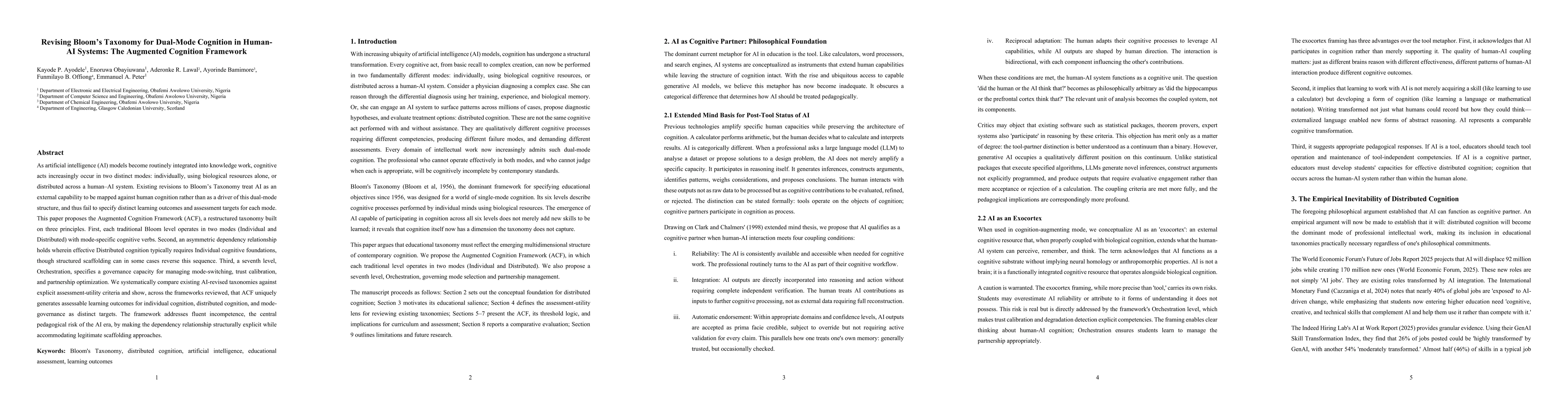 Thumbnail for Revising Bloom's Taxonomy for Dual-Mode Cognition in Human-AI Systems: The Augmented Cognition Framework