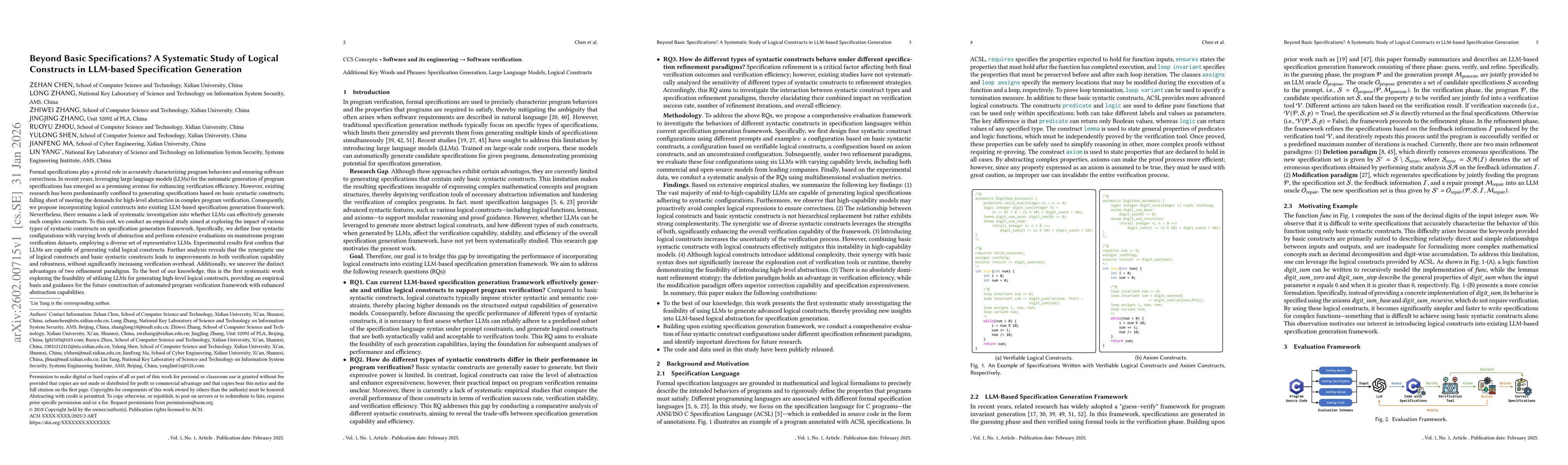 Thumbnail for Beyond Basic Specifications? A Systematic Study of Logical Constructs in LLM-based Specification Generation