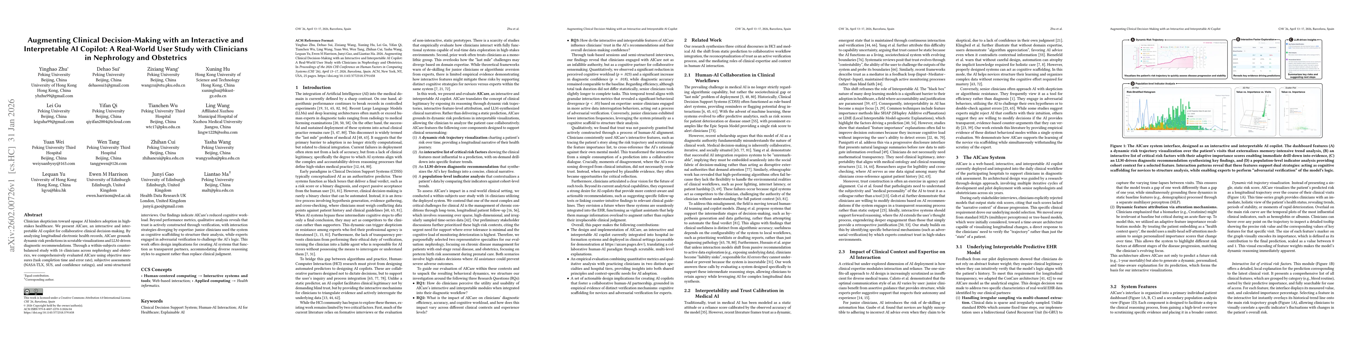 Thumbnail for Augmenting Clinical Decision-Making with an Interactive and Interpretable AI Copilot: A Real-World User Study with Clinicians in Nephrology and Obstetrics
