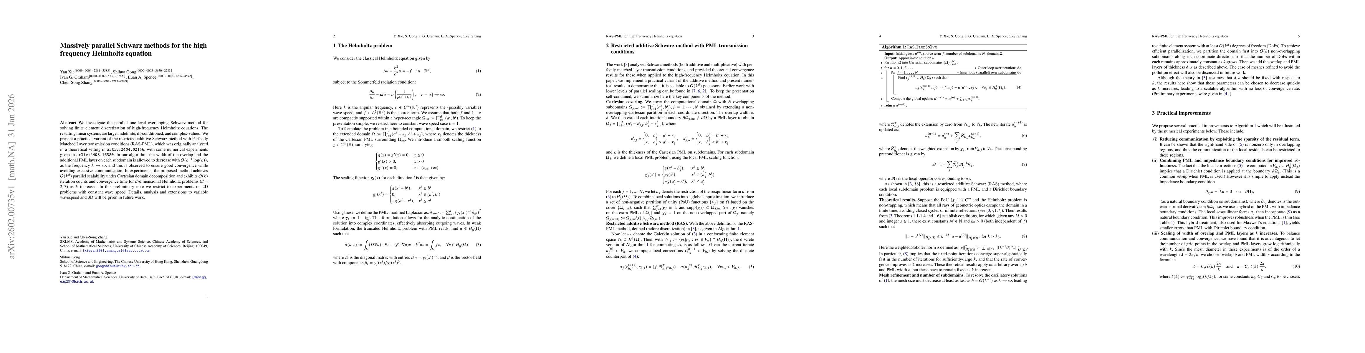 Thumbnail for Massively parallel Schwarz methods for the high frequency Helmholtz equation