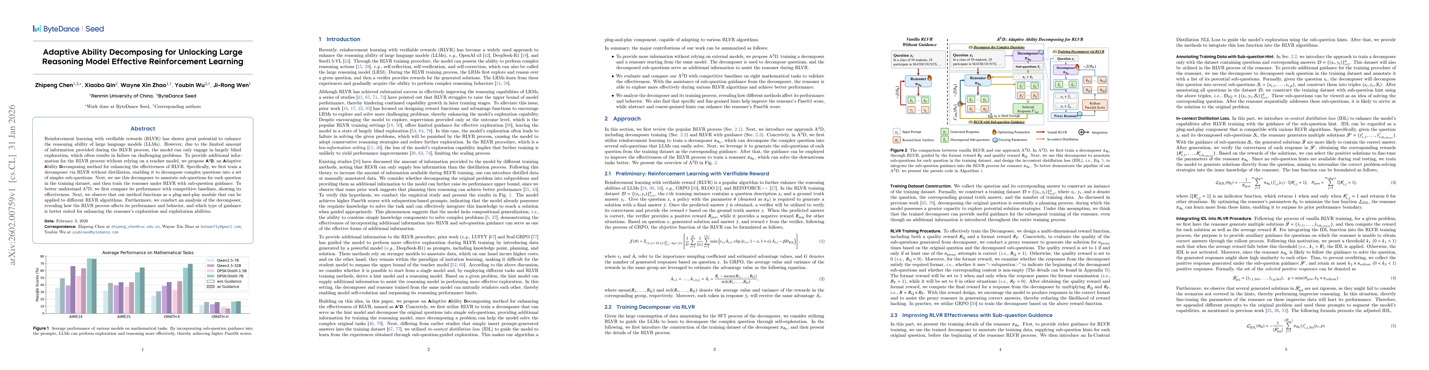 Thumbnail for Adaptive Ability Decomposing for Unlocking Large Reasoning Model Effective Reinforcement Learning