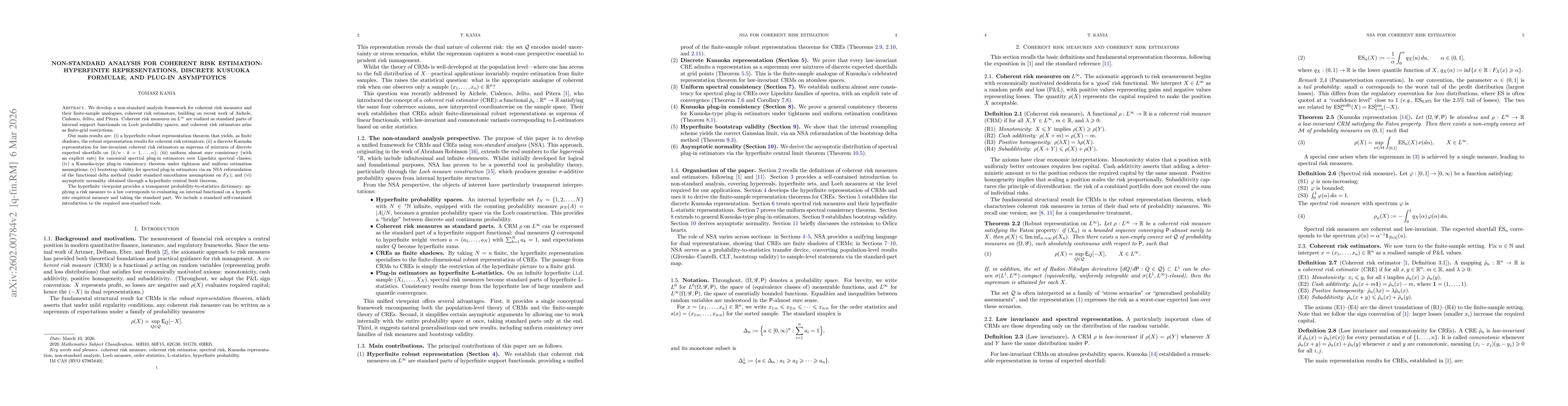 Thumbnail for Non-standard analysis for coherent risk estimation: hyperfinite representations, discrete Kusuoka formulae, and plug-in asymptotics