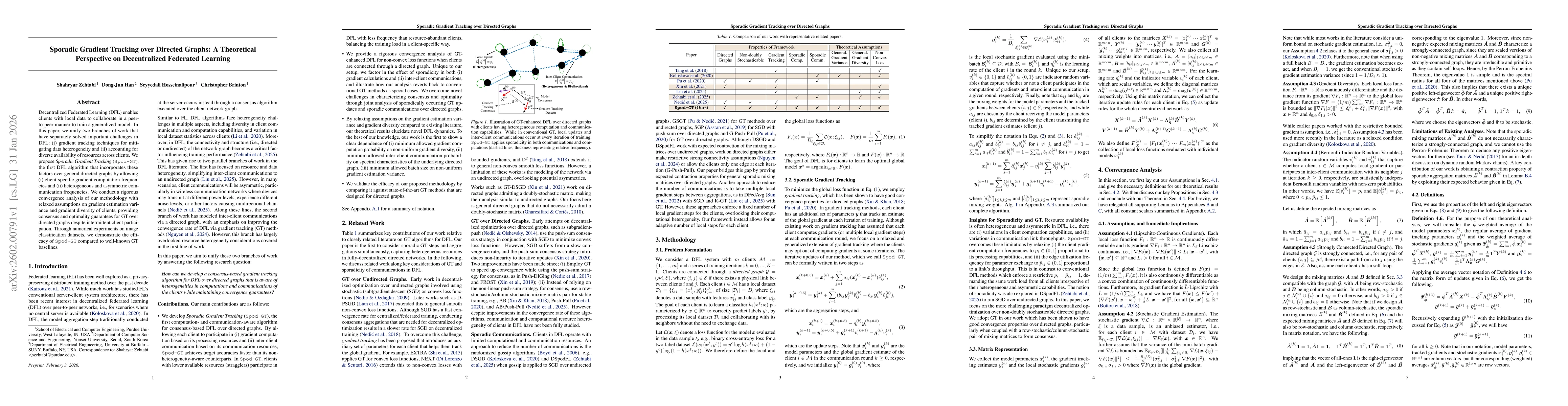 Thumbnail for Sporadic Gradient Tracking over Directed Graphs: A Theoretical Perspective on Decentralized Federated Learning