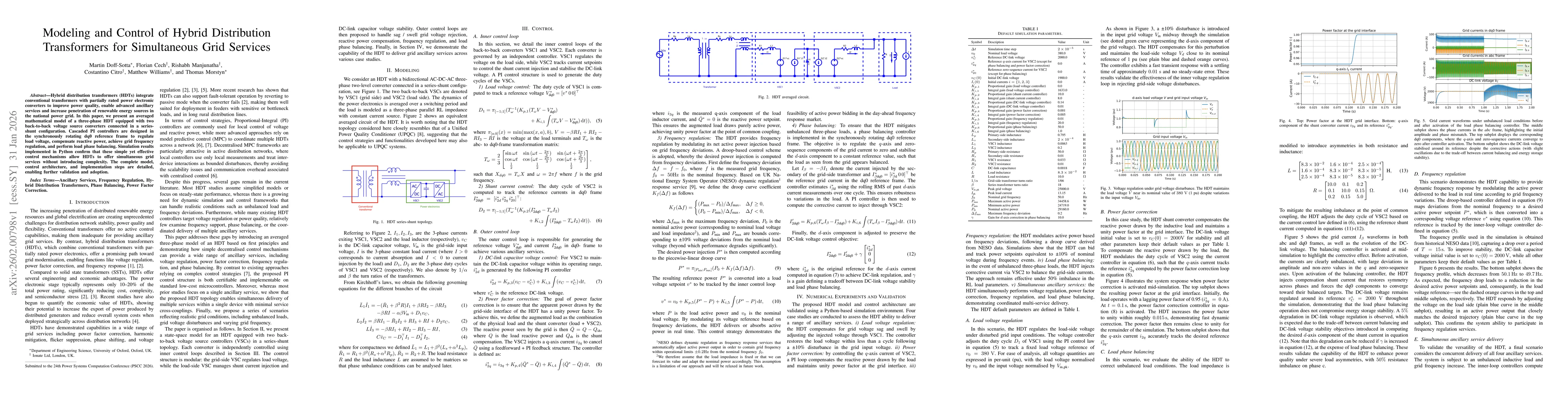 Thumbnail for Modeling and Control of Hybrid Distribution Transformers for Simultaneous Grid Services