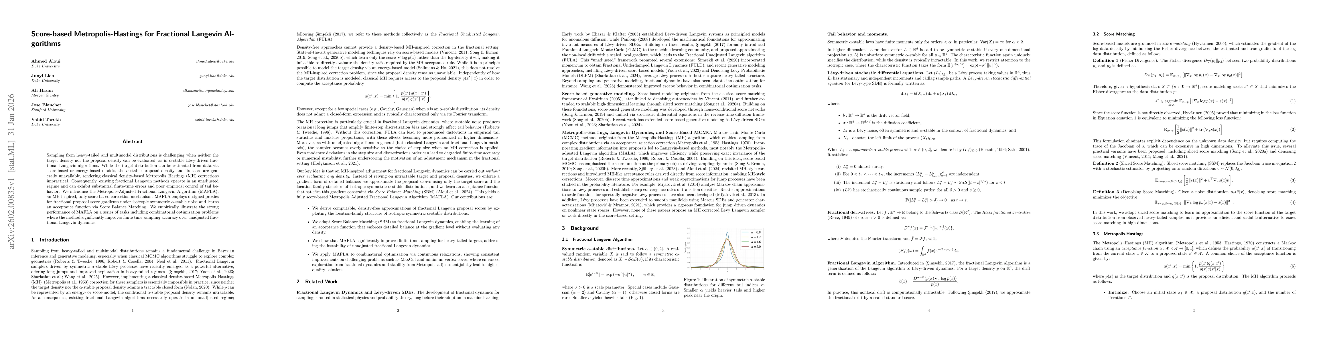 Thumbnail for Score-based Metropolis-Hastings for Fractional Langevin Algorithms
