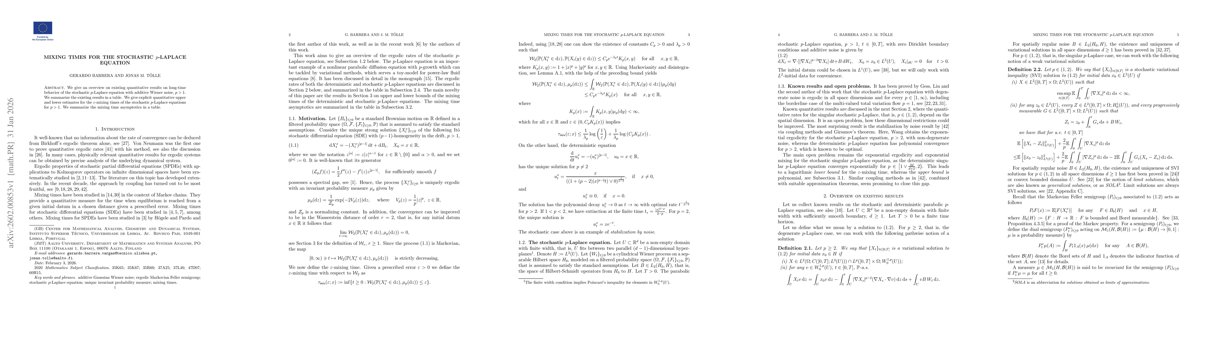 Thumbnail for Mixing times for the stochastic $p$-Laplace equation