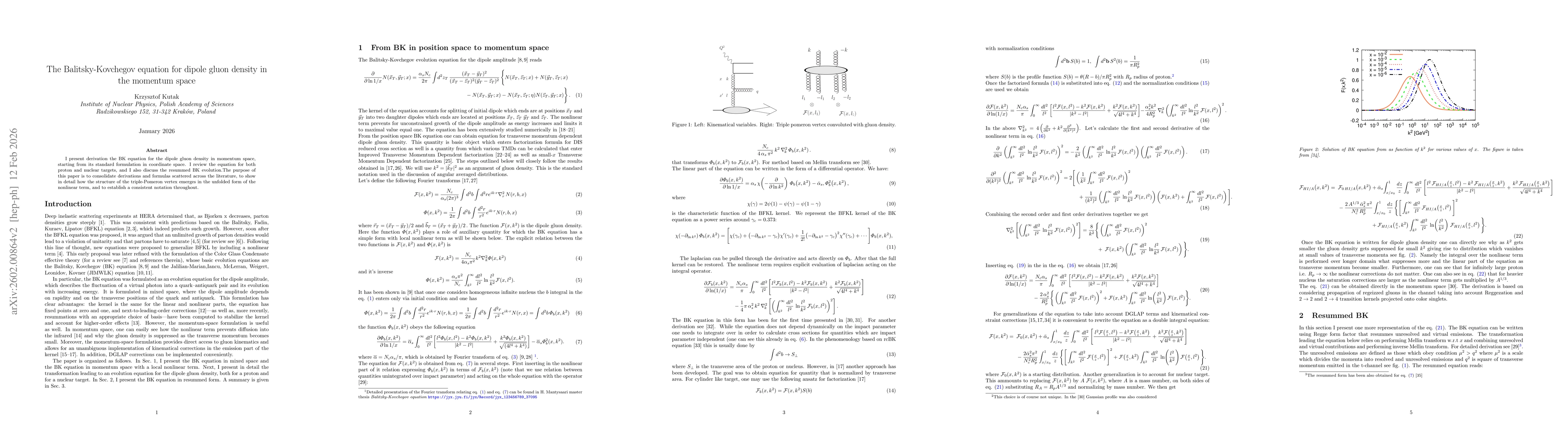 Thumbnail for The Balitsky-Kovchegov equation for dipole gluon density in the momentum space