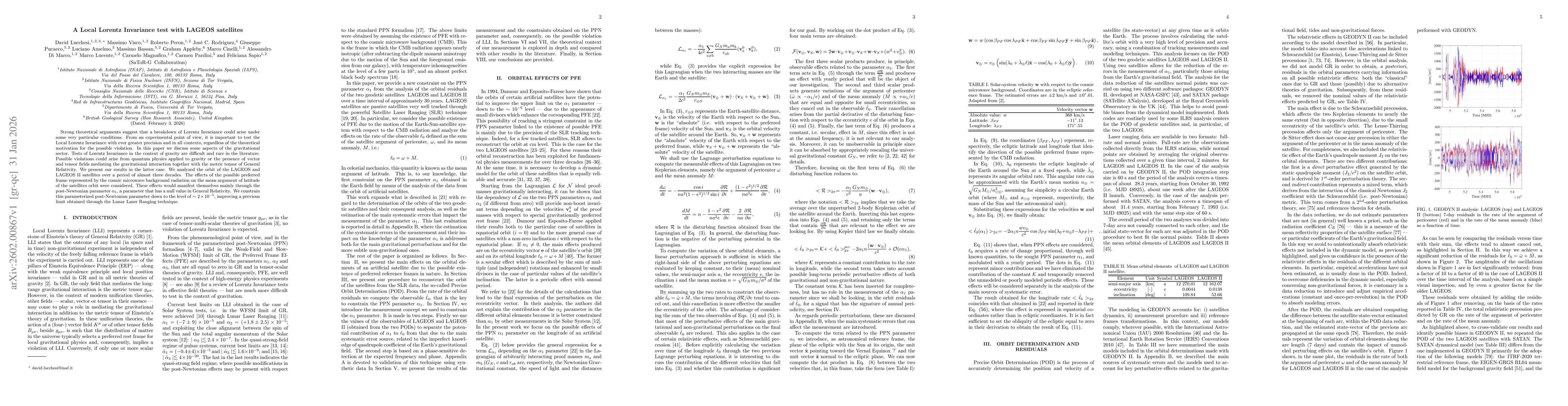 Thumbnail for A Local Lorentz Invariance test with LAGEOS satellites