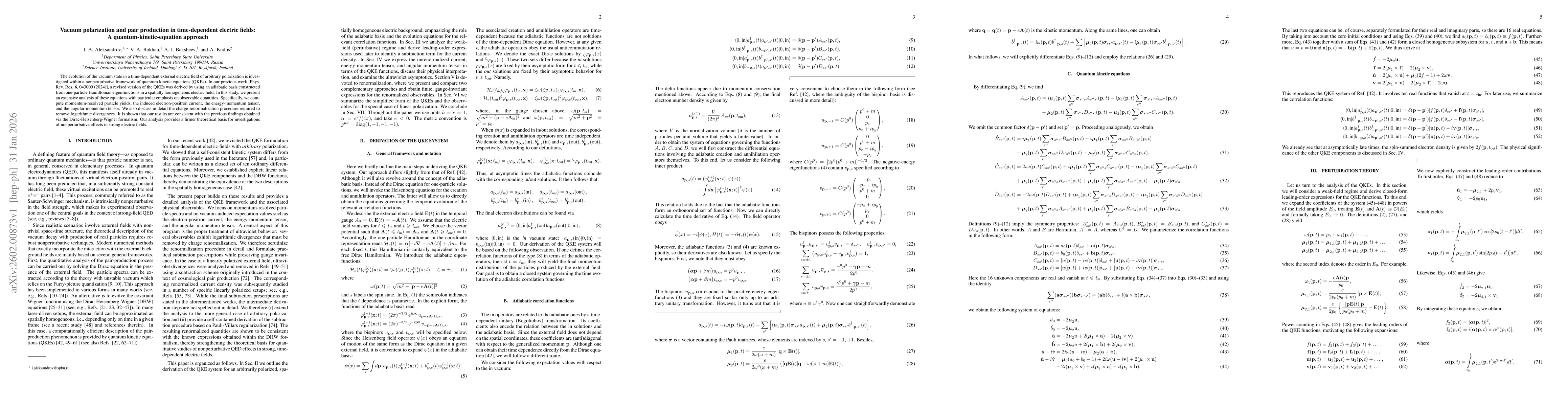 Thumbnail for Vacuum polarization and pair production in time-dependent electric fields: A quantum-kinetic-equation approach
