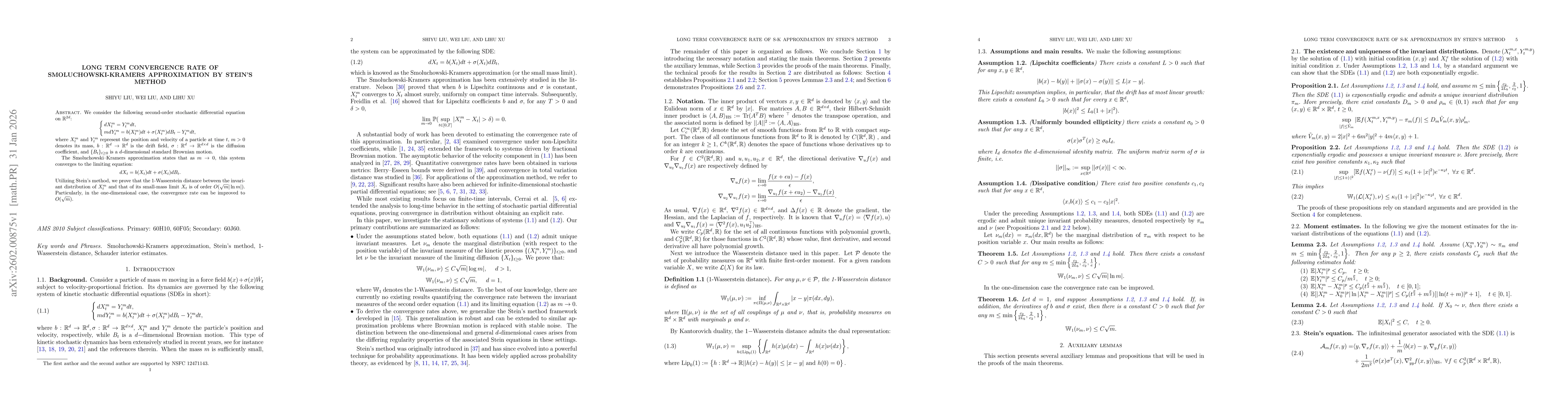 Thumbnail for Long term convergence rate of Smoluchowski-Kramers approximation by Stein's method