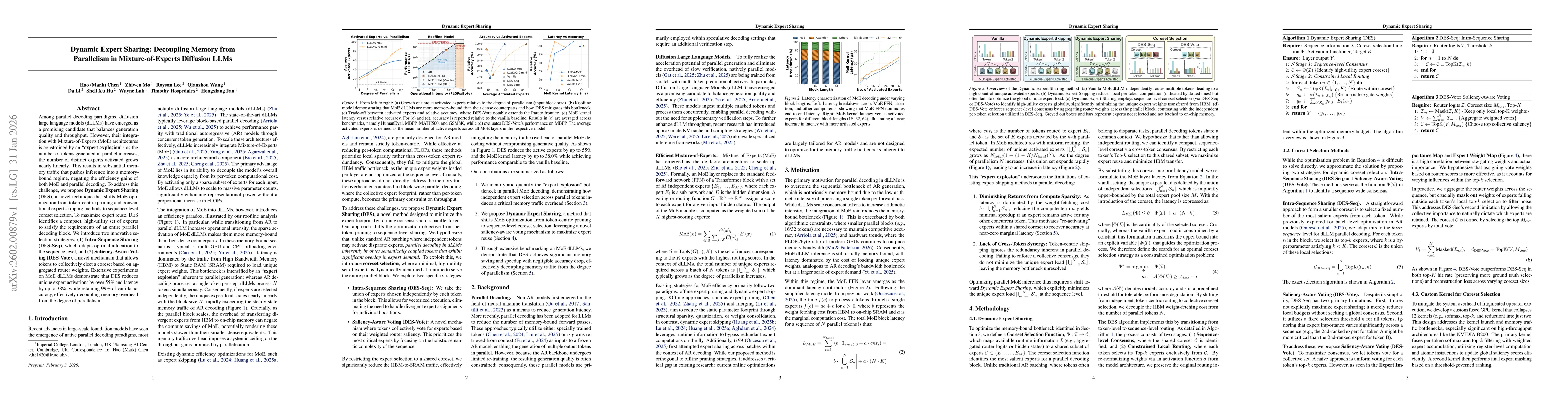 Thumbnail for Dynamic Expert Sharing: Decoupling Memory from Parallelism in Mixture-of-Experts Diffusion LLMs