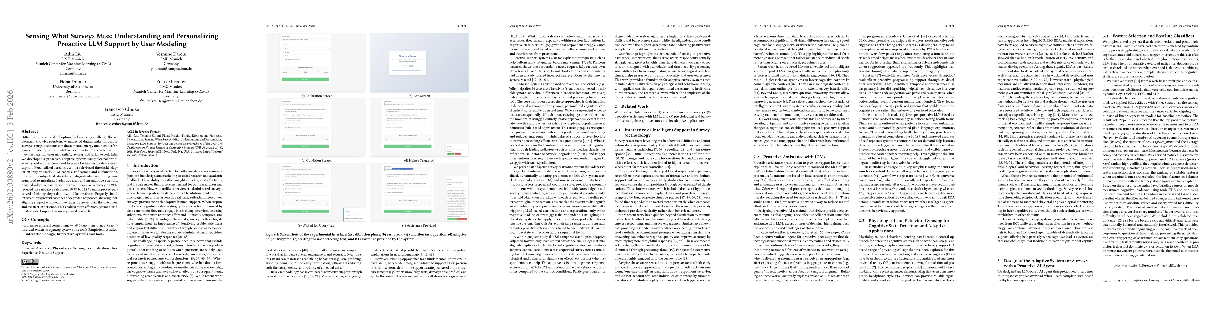 Thumbnail for Sensing What Surveys Miss: Understanding and Personalizing Proactive LLM Support by User Modeling