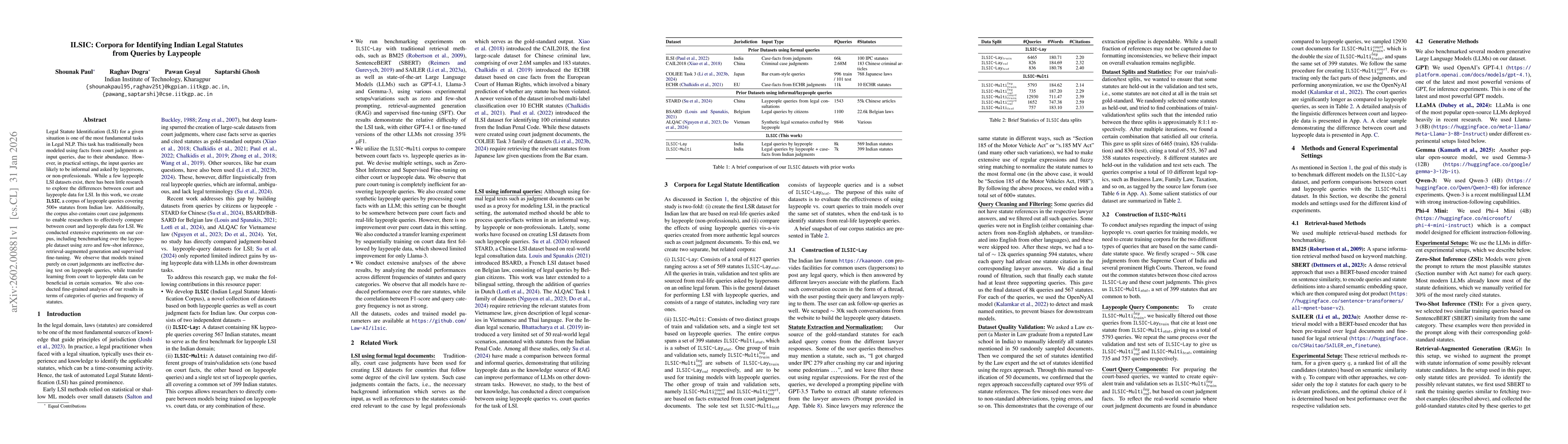 Thumbnail for ILSIC: Corpora for Identifying Indian Legal Statutes from Queries by Laypeople