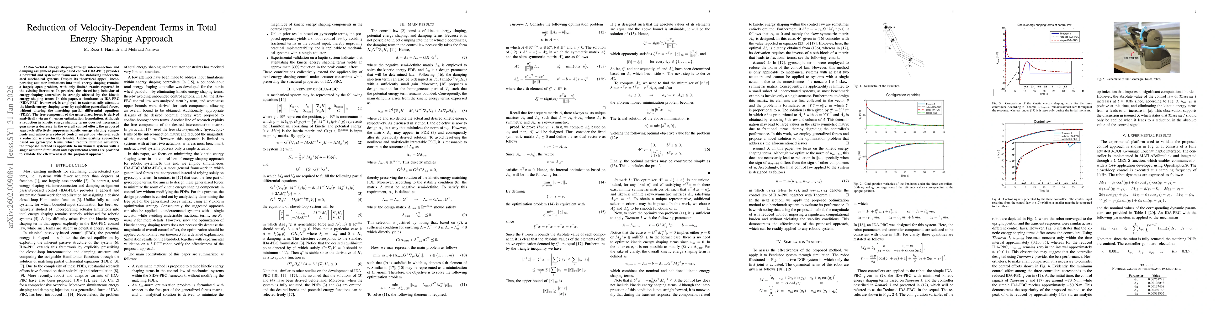 Thumbnail for Reduction of Velocity-Dependent Terms in Total Energy Shaping Approach