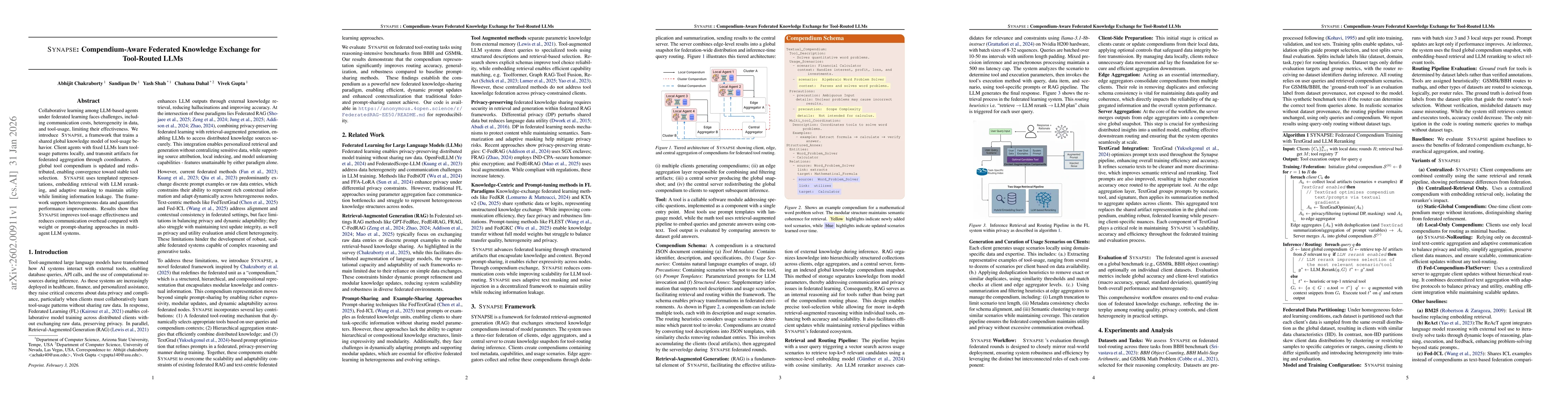 Thumbnail for Synapse Compendium Aware Federated Knowledge Exchange for Tool Routed LLMs