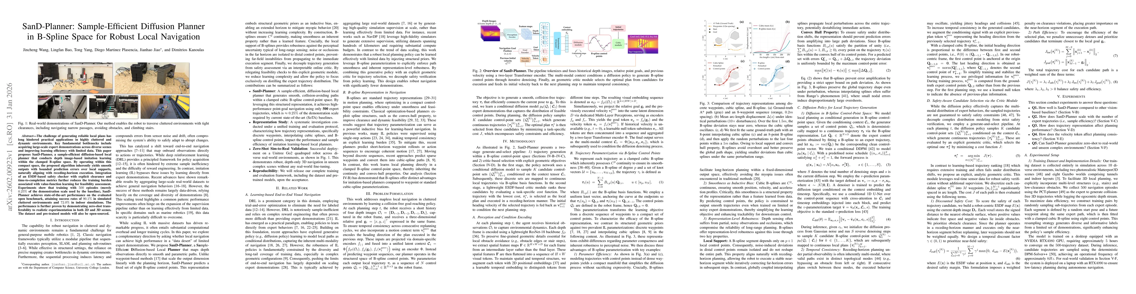 Thumbnail for SanD-Planner: Sample-Efficient Diffusion Planner in B-Spline Space for Robust Local Navigation