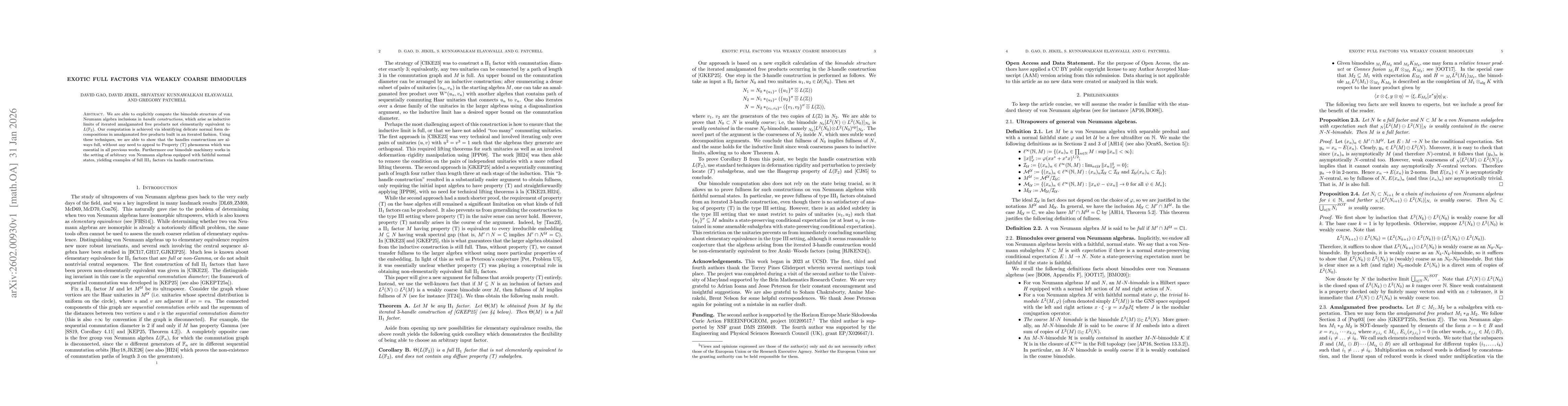 Thumbnail for Exotic full factors via weakly coarse bimodules