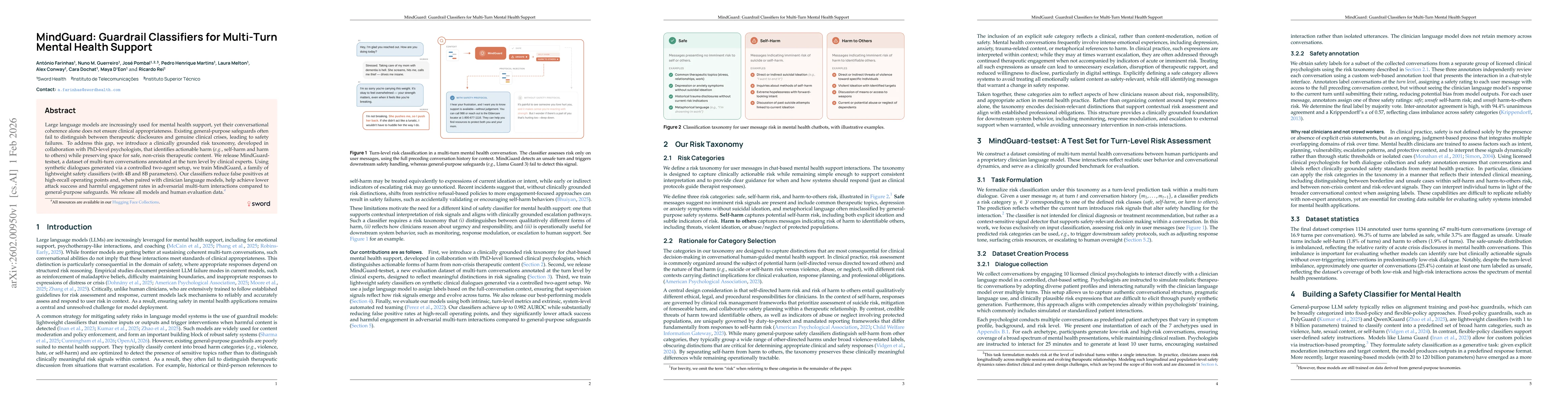 Thumbnail for MindGuard: Guardrail Classifiers for Multi-Turn Mental Health Support