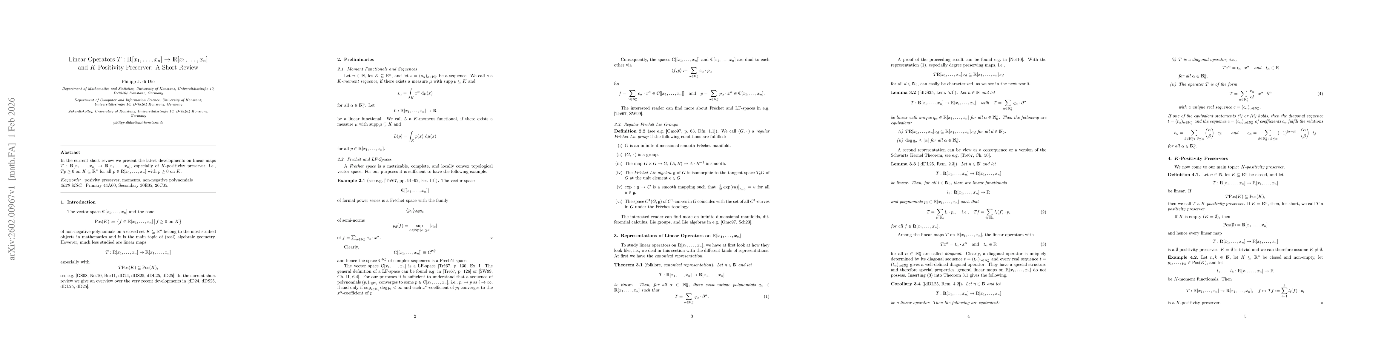 Thumbnail for Linear Operators $T:\mathbb{R}[x_1,\dots,x_n]\to\mathbb{R}[x_1,\dots,x_n]$ and $K$-Positivity Preserver: A Short Review