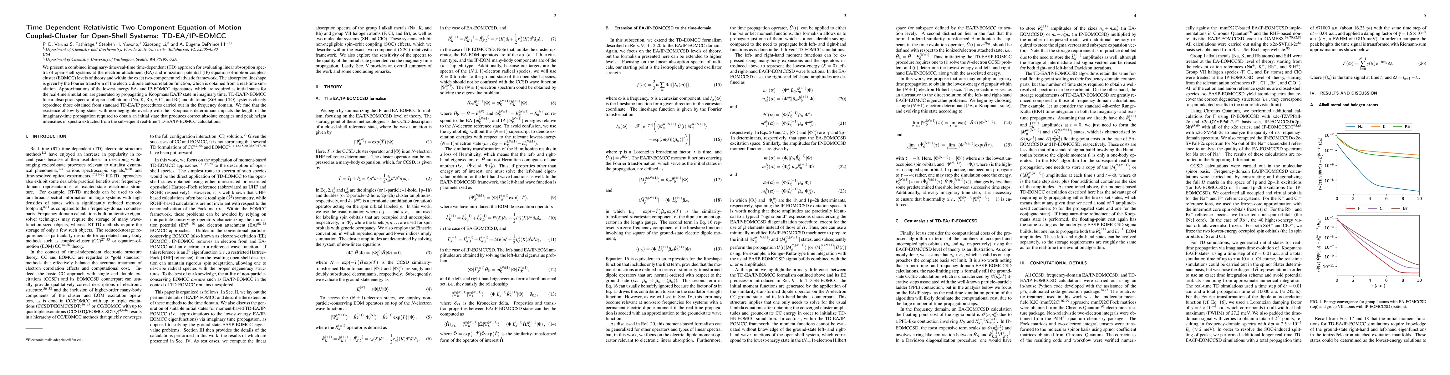 Thumbnail for Time-Dependent Relativistic Two-Component Equation-of-Motion Coupled-Cluster for Open-Shell Systems: TD-EA/IP-EOMCC
