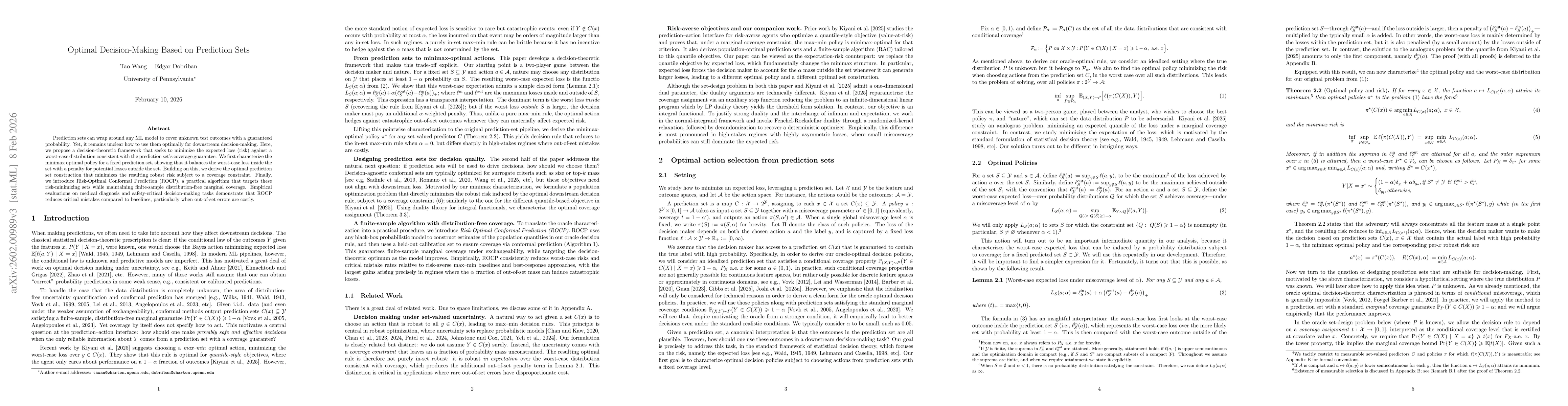 Thumbnail for Optimal Decision-Making Based on Prediction Sets