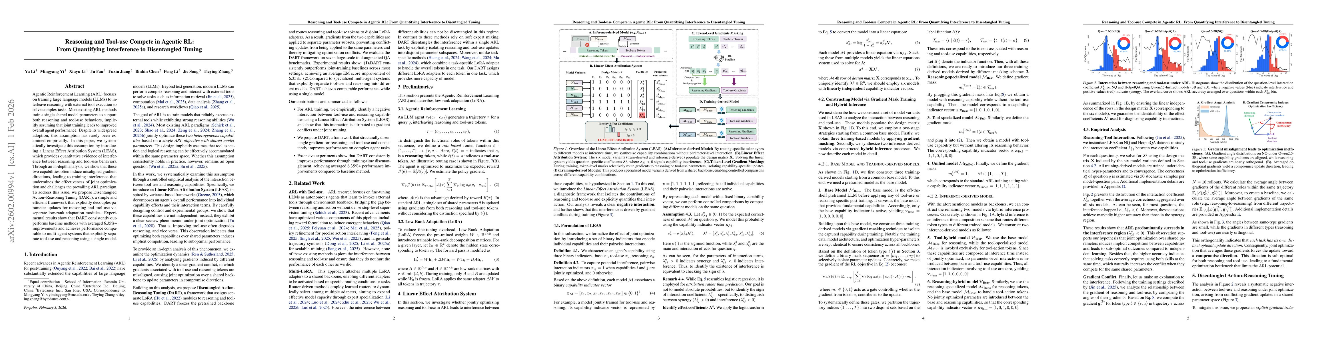Thumbnail for Reasoning and Tool-use Compete in Agentic RL:From Quantifying Interference to Disentangled Tuning